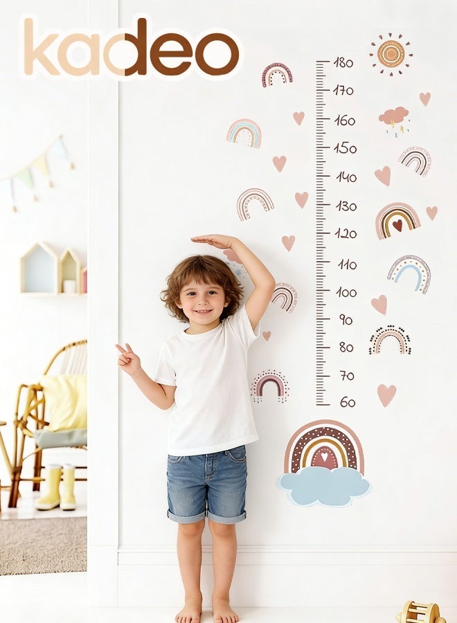 kadeo Height Measurement Wall Sticker for Children, Removable, Waterproof, PVC, Cloud & Heart Pattern, Children's Room Decoration Height Measurement Wallpaper, for Baby Bedroom, Toddler Playroom, DIY Cute Decorations - Image 5